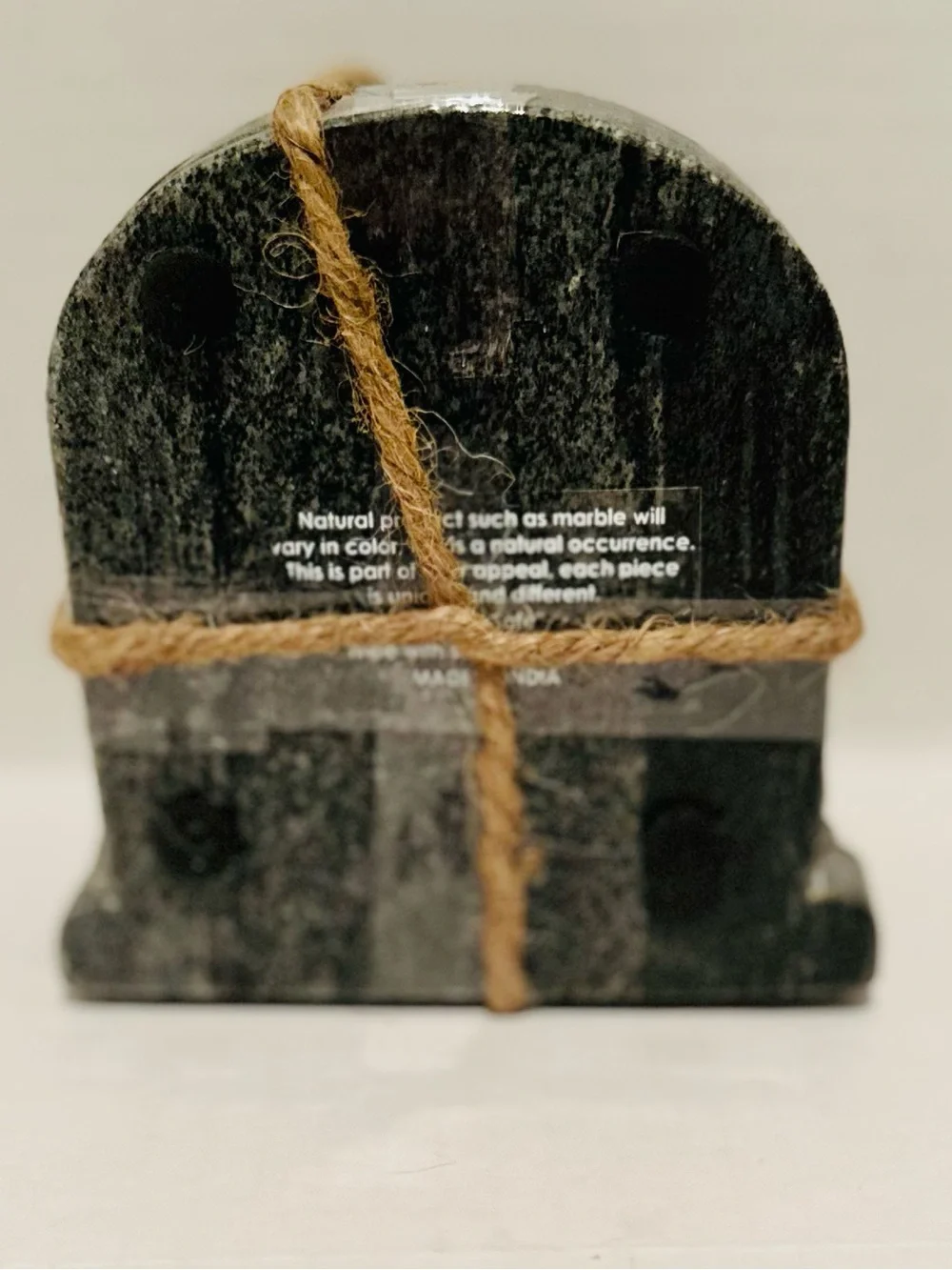 Godinger NWT Set of 4 RIP Tombstone Marble Coasters w/Brass Inlay